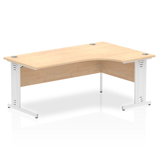 Impulse Contract Right Hand Crescent Cable Managed Leg Desk W1800 x D1200 x H730mm Maple Finish/White Frame - I002625 - NWT FM SOLUTIONS - YOUR CATERING WHOLESALER