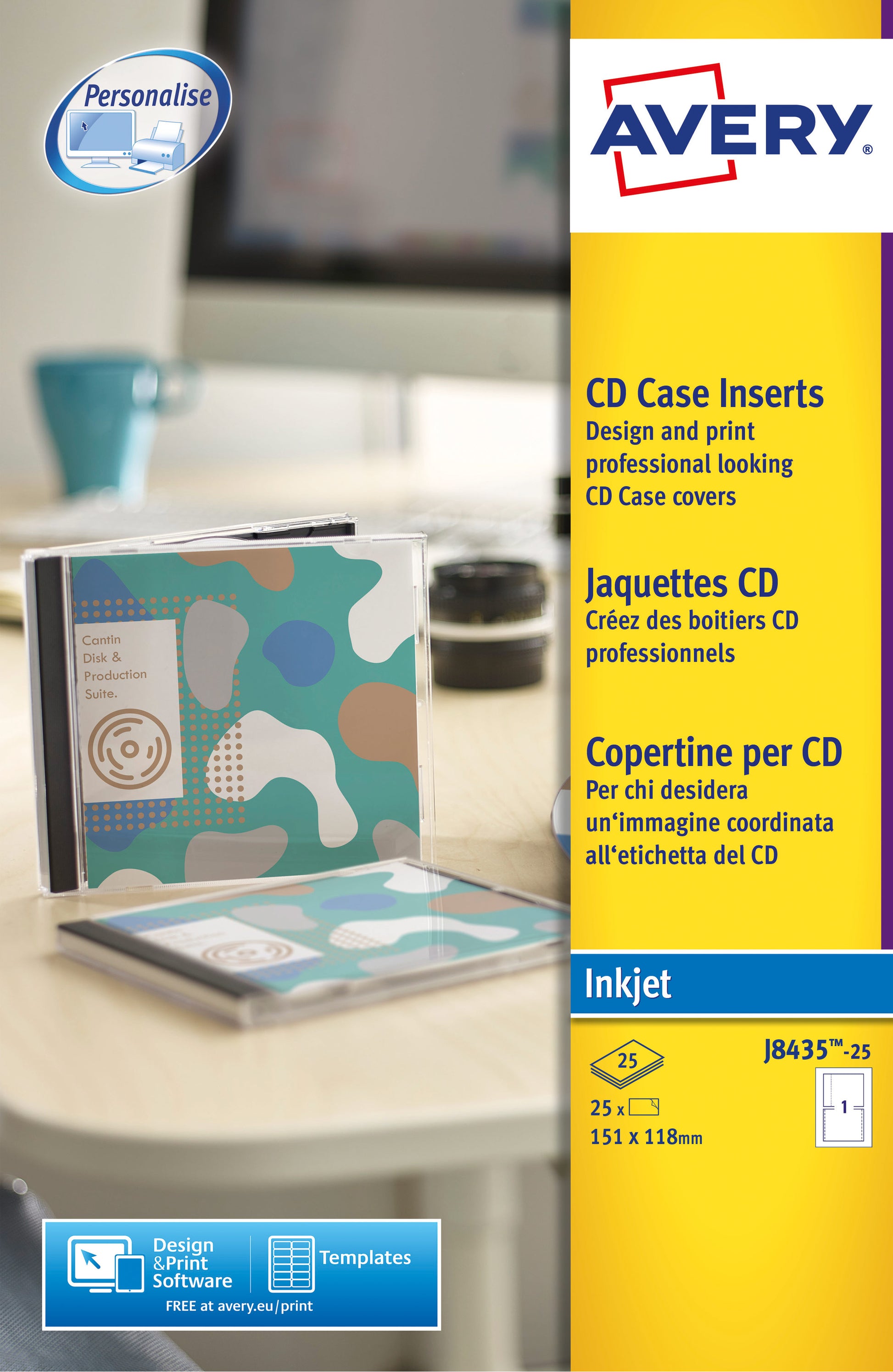 Avery Inkjet CD Case Insert (Pack 25 Inserts) J8435-25 - NWT FM SOLUTIONS - YOUR CATERING WHOLESALER