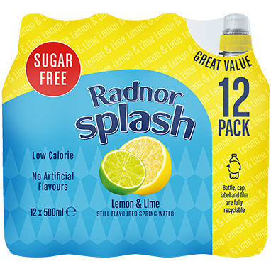 Radnor Splash Sugar Free Lemon & Lime 12x500ml