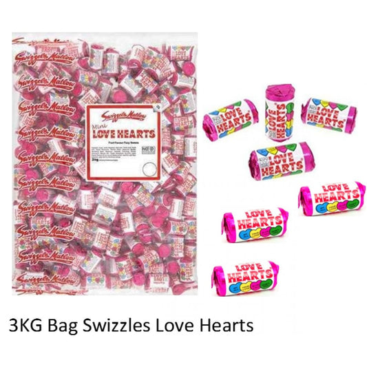 Swizzels Love Hearts Mini Rolls 3kg Bag - NWT FM SOLUTIONS - YOUR CATERING WHOLESALER