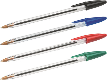 Bic Cristal Ballpoint Pen 1.0mm Tip 0.32mm Line Black/Blue/Green/Red (Pack 10) - 830865