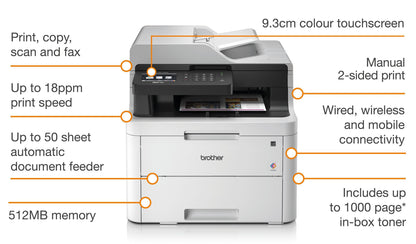 Brother MFCL3710CW A4 Colour Laser 4in1 Printer