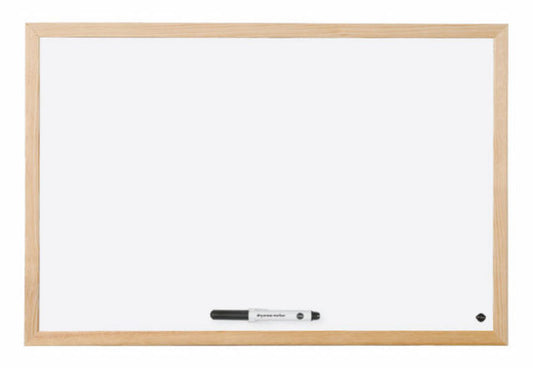 Bi-Office Non Magnetic Melamine Whiteboard Pine Wood Frame 900x600mm - MP07001010 - NWT FM SOLUTIONS - YOUR CATERING WHOLESALER