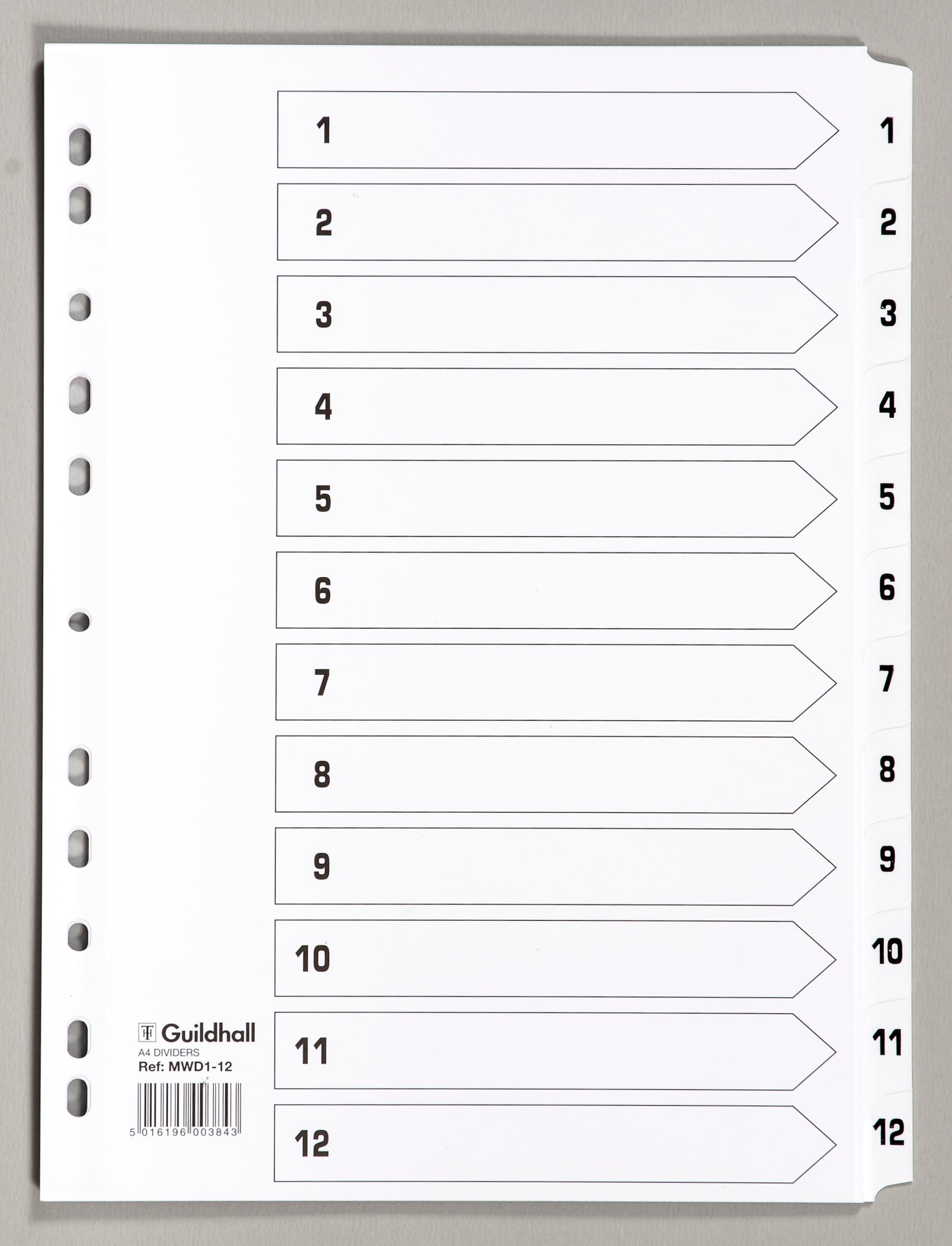 Exacompta Index 1-12 A4 160gsm Card White with White Mylar Tabs - MWD1-12Z - NWT FM SOLUTIONS - YOUR CATERING WHOLESALER