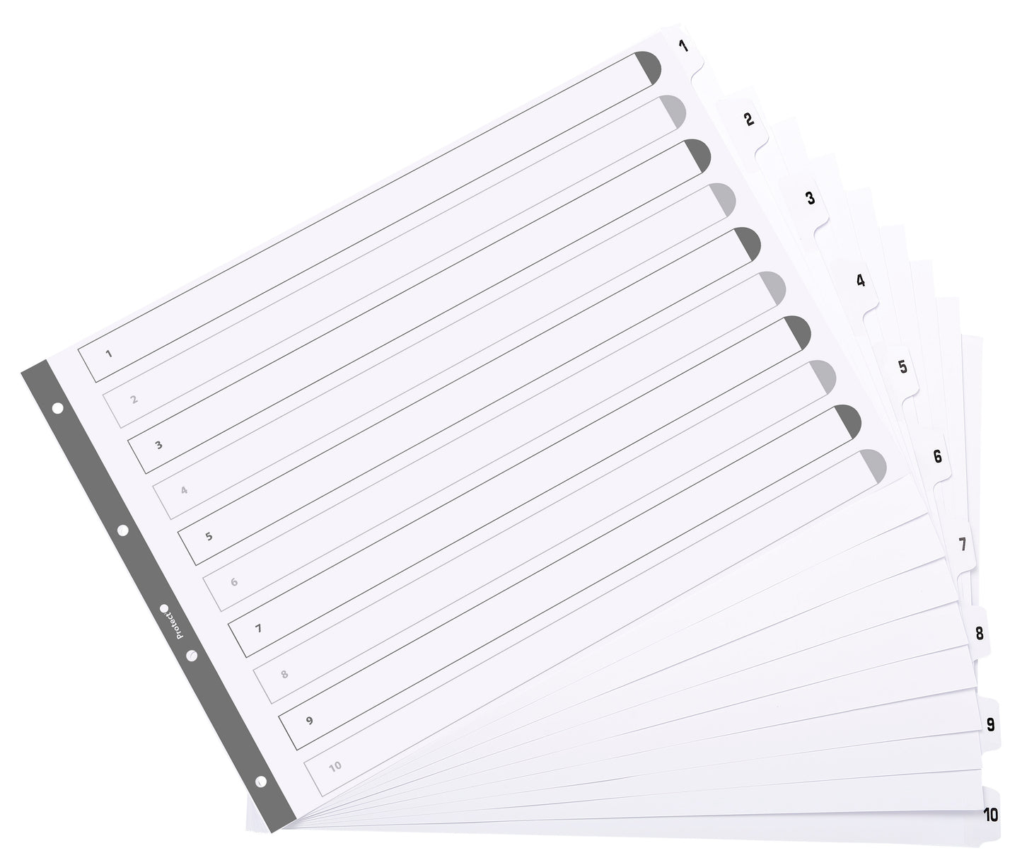 Exacompta Index 1-10 A3 160gsm Card White with White Mylar Tabs - MWD1-10A3Z