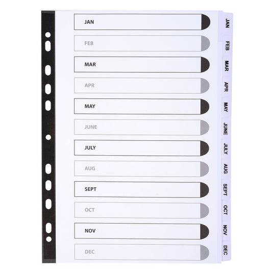 Exacompta Index Jan-Dec A4 160gsm Card White with White Mylar Tabs - MWDJ-DZ - NWT FM SOLUTIONS - YOUR CATERING WHOLESALER