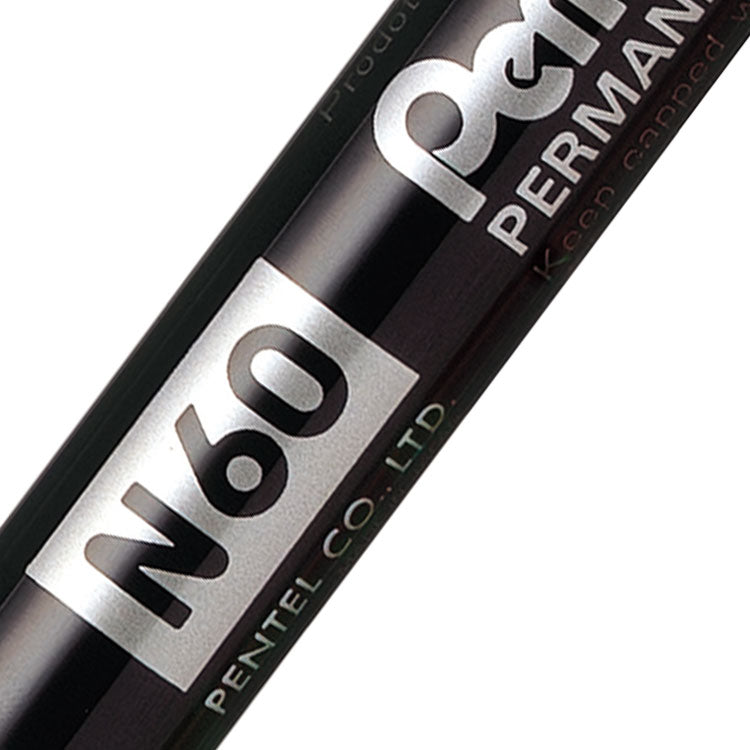 Pentel N60 Permanent Marker Chisel Tip 3.9-5.7mm Line Black (Pack 12) - N60-A