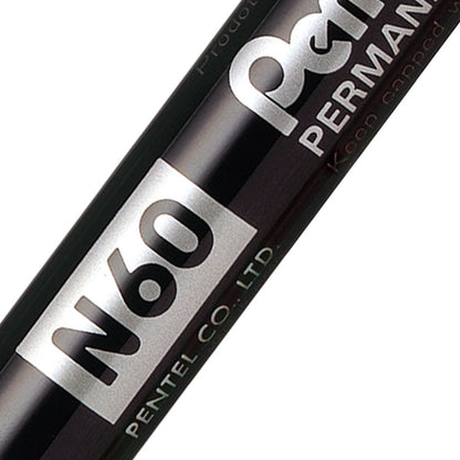 Pentel N60 Permanent Marker Chisel Tip 3.9-5.7mm Line Black (Pack 12) - N60-A