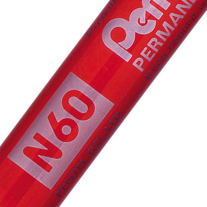 Pentel N60 Permanent Marker Chisel Tip 3.9-5.7mm Line Red (Pack 12) - N60-B