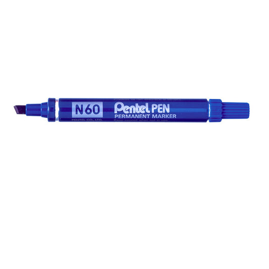 Pentel N60 Permanent Marker Chisel Tip 3.9-5.7mm Line Blue (Pack 12) - N60-C - NWT FM SOLUTIONS - YOUR CATERING WHOLESALER