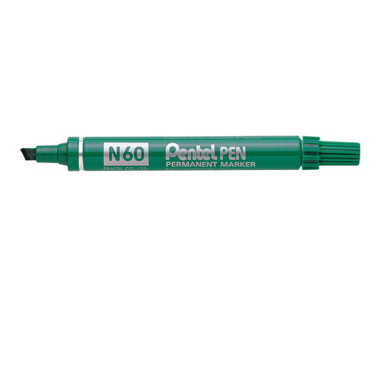 Pentel N60 Permanent Marker Chisel Tip 3.9-5.7mm Line Green (Pack 12) - N60-D - NWT FM SOLUTIONS - YOUR CATERING WHOLESALER