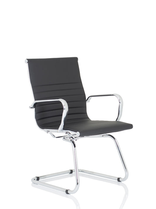 Nola Black Soft Bonded Leather Cantilever Chair OP000224 - NWT FM SOLUTIONS - YOUR CATERING WHOLESALER