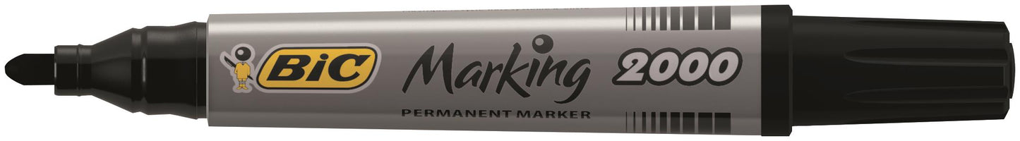 Bic Marking 2000 Permanent Marker Bullet Tip 1.7mm Line Black (Pack 12) - 8209153