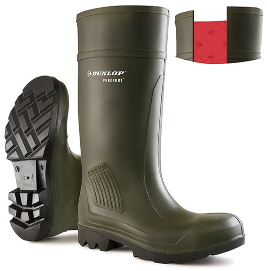 Dunlop Purofort Full Safety Green Size 12 Boots - NWT FM SOLUTIONS - YOUR CATERING WHOLESALER