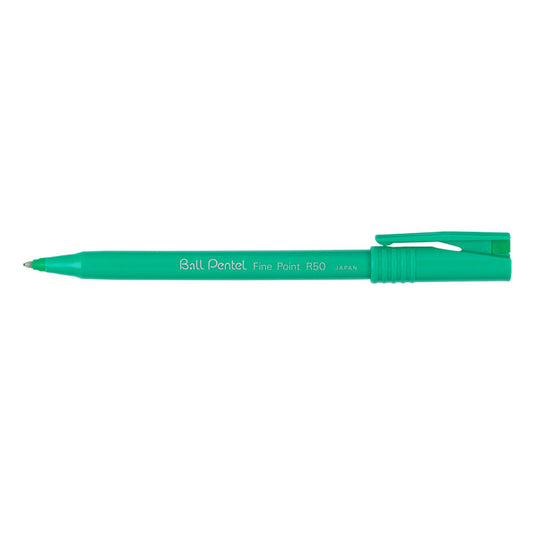 Pentel R50 Rollerball Pen 0.8mm Tip 0.4mm Line Green (Pack 12) - R50-D - NWT FM SOLUTIONS - YOUR CATERING WHOLESALER