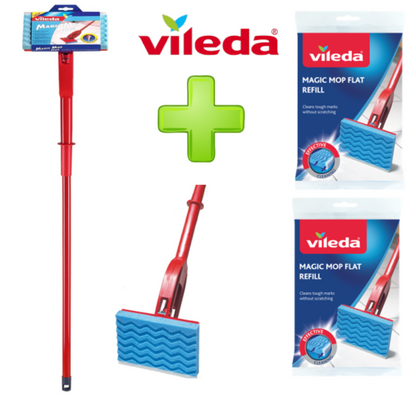 Vileda Magic Flat Mop Head & Handle - NWT FM SOLUTIONS - YOUR CATERING WHOLESALER