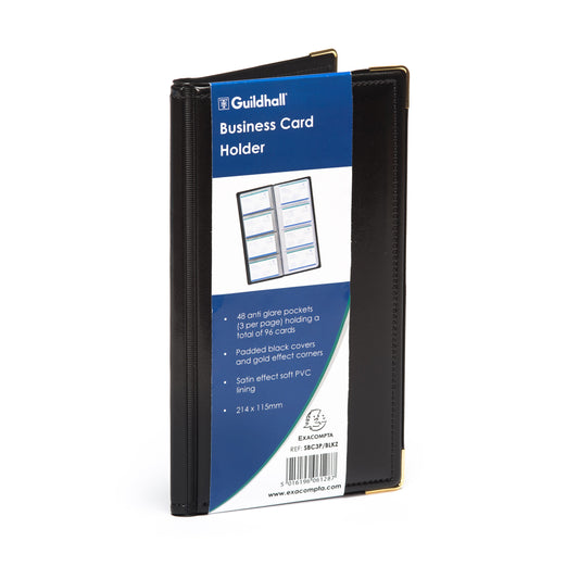 Goldline 115x214mm Business Card Holder 48 Pocket Black - SBC3P/BLKZ - NWT FM SOLUTIONS - YOUR CATERING WHOLESALER