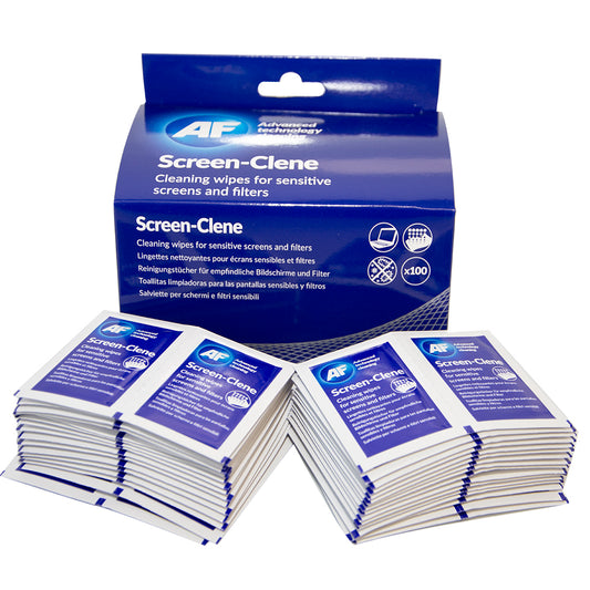 AF Screen-Clene Anti-Static Cleaning Wipes (Pack 100) SCS100 - NWT FM SOLUTIONS - YOUR CATERING WHOLESALER