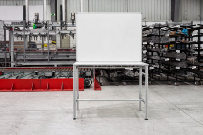 Bi-Office Desk with Magnetic Laquered Steel Whiteboard 1200x900mm Silver - SD162606