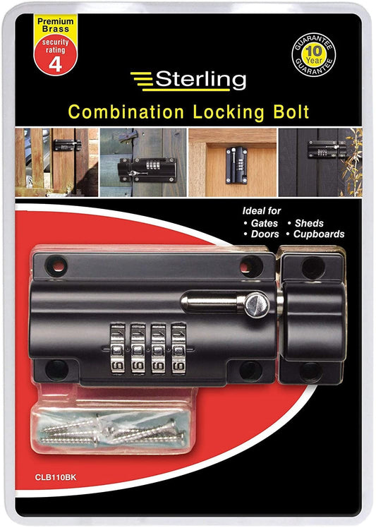 Sterling CLB110BK 110mm 4 Combination Locking Bolt - NWT FM SOLUTIONS - YOUR CATERING WHOLESALER