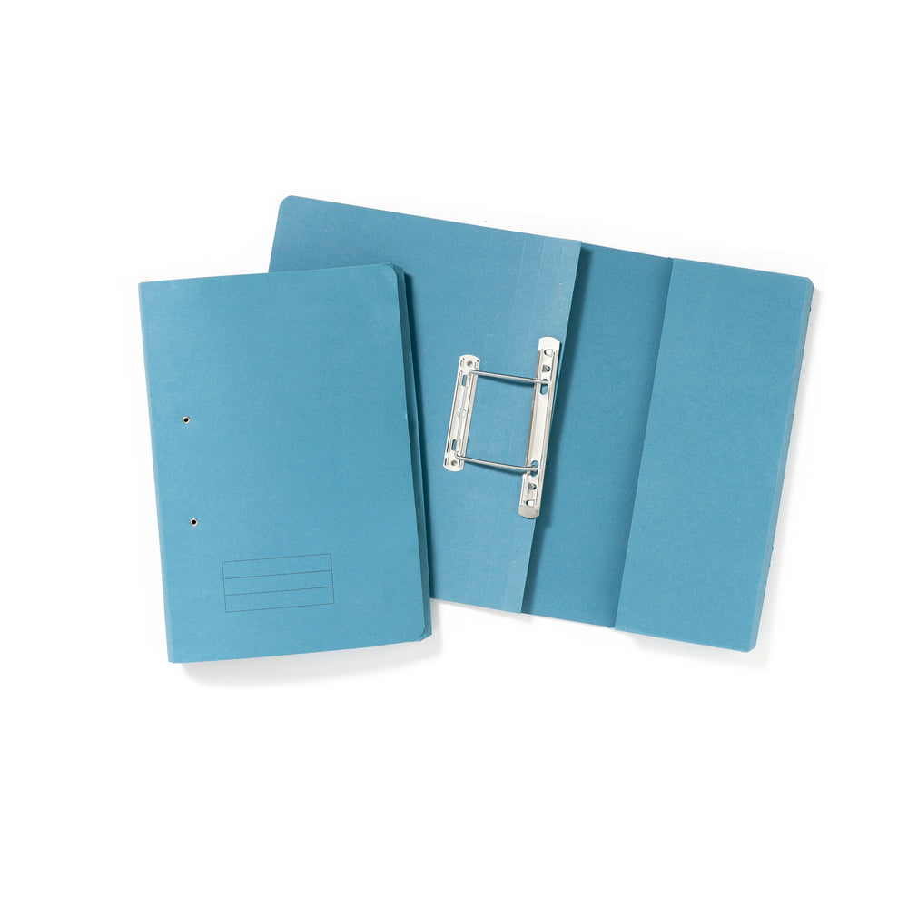 Exacompta Pocket Spring File Manilla Foolscap 285gsm Blue (Pack 25) - TPFM-BLUZ