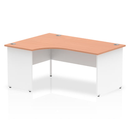 Dynamic Impulse 1600mm Left Crescent Desk Beech Top White Panel End Leg TT000027 - NWT FM SOLUTIONS - YOUR CATERING WHOLESALER