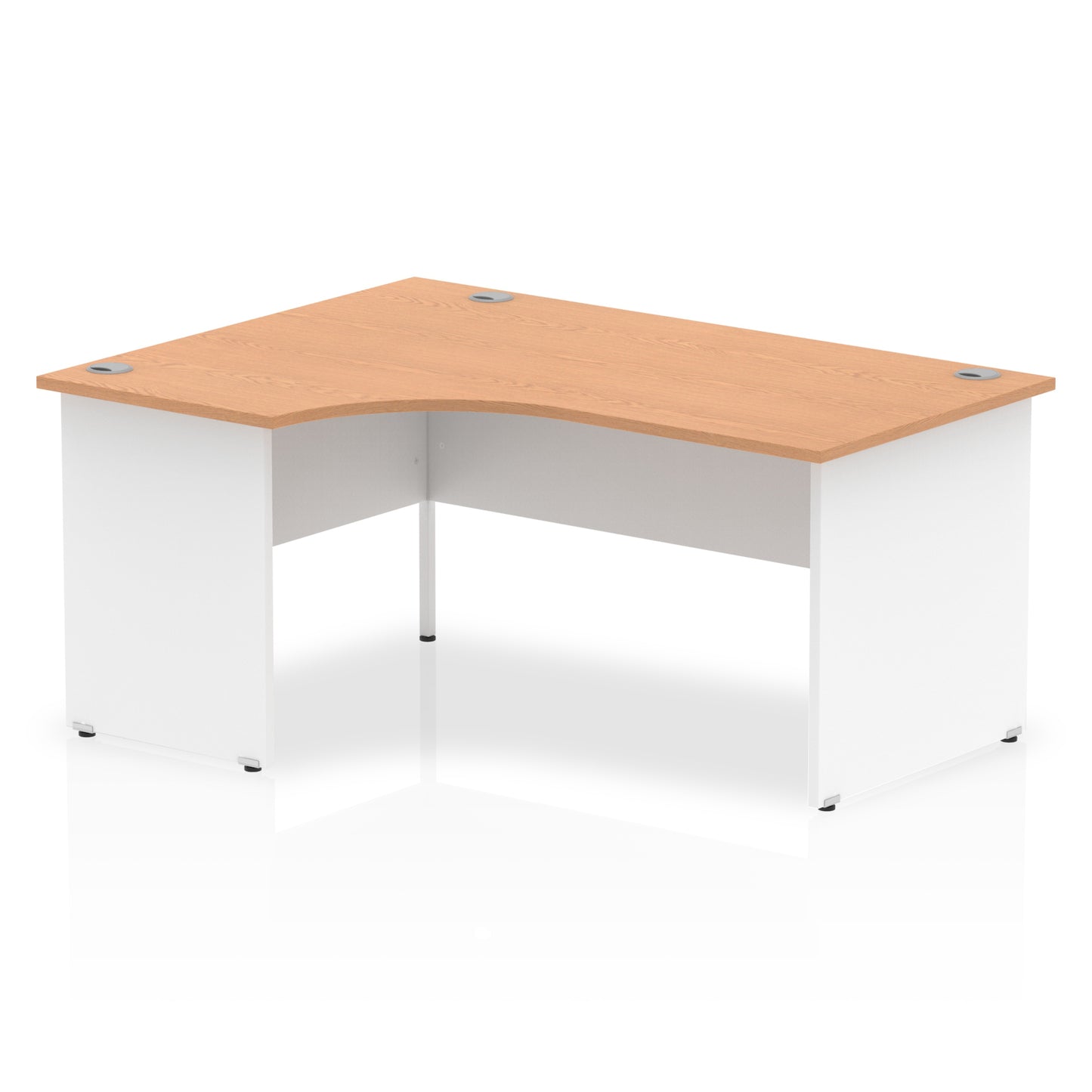 Dynamic Impulse 1600mm Left Crescent Desk Oak Top White Panel End Leg TT000029 - NWT FM SOLUTIONS - YOUR CATERING WHOLESALER