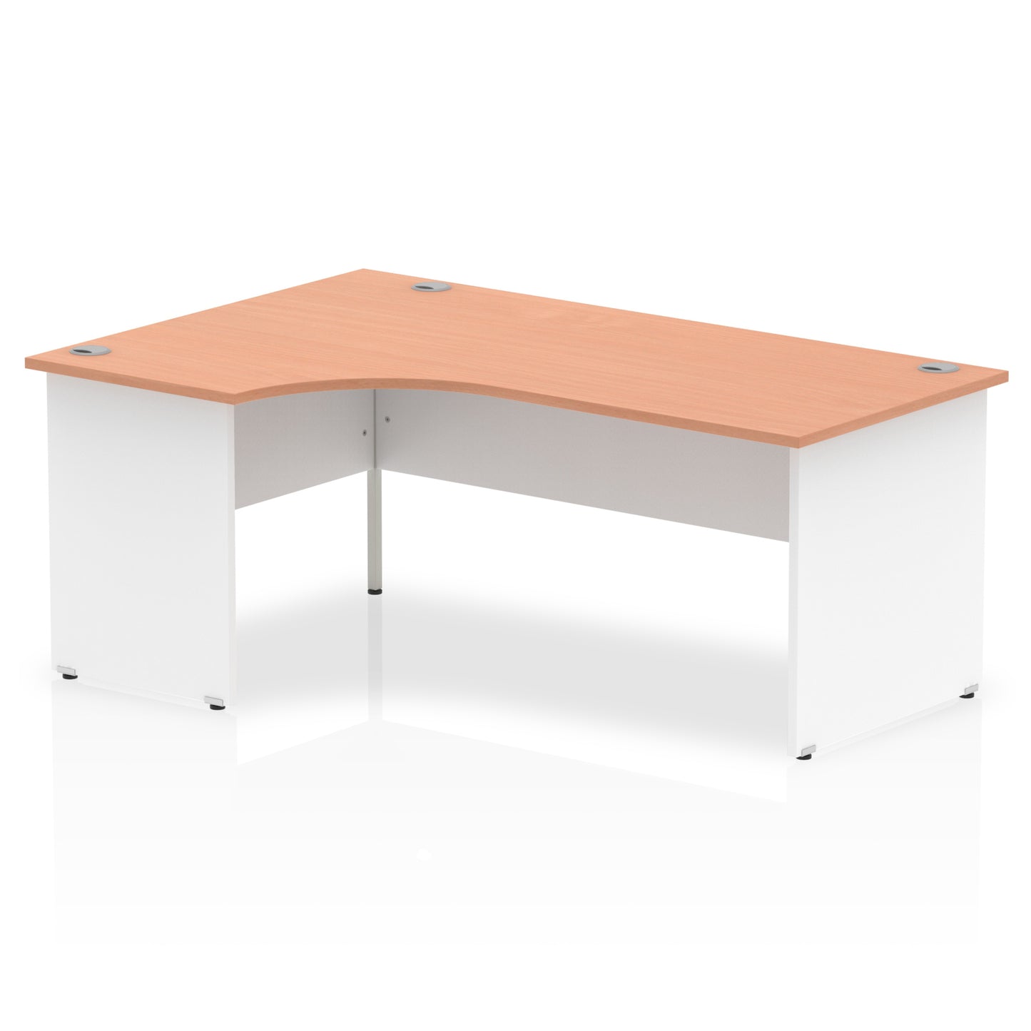 Dynamic Impulse 1800mm Left Crescent Desk Beech Top White Panel End Leg TT000033 - NWT FM SOLUTIONS - YOUR CATERING WHOLESALER