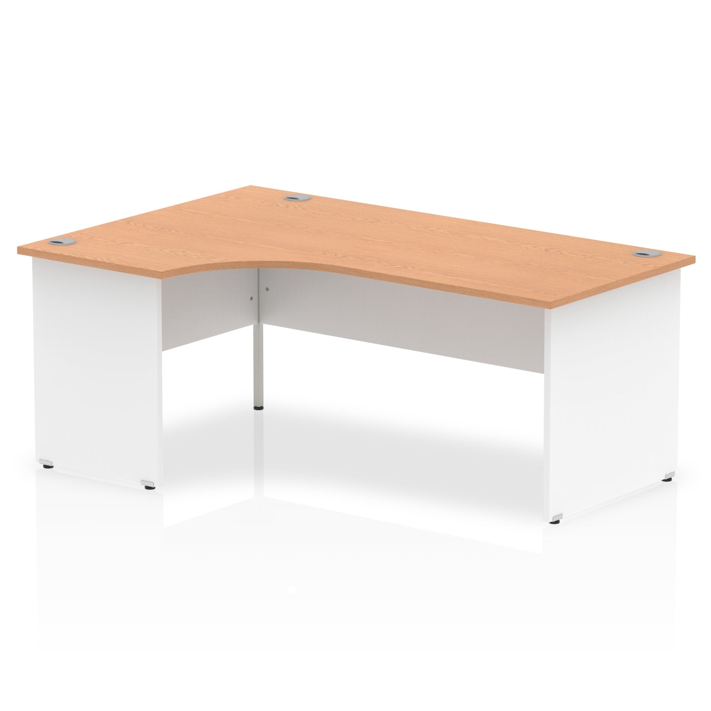 Dynamic Impulse 1800mm Left Crescent Desk Oak Top White Panel End Leg TT000035 - NWT FM SOLUTIONS - YOUR CATERING WHOLESALER