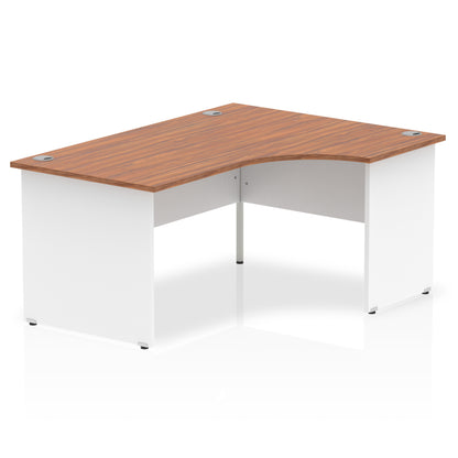 Dynamic Impulse 1600mm Right Crescent Desk Walnut Top White Panel End Leg TT000037 - NWT FM SOLUTIONS - YOUR CATERING WHOLESALER