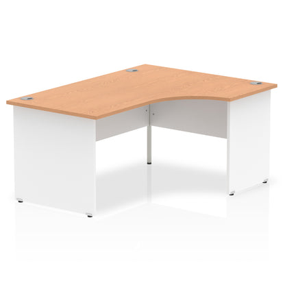 Dynamic Impulse 1600mm Right Crescent Desk Oak Top White Panel End Leg TT000041 - NWT FM SOLUTIONS - YOUR CATERING WHOLESALER