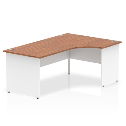 Dynamic Impulse 1800mm Right Crescent Desk Walnut Top White Panel End Leg TT000043 - NWT FM SOLUTIONS - YOUR CATERING WHOLESALER