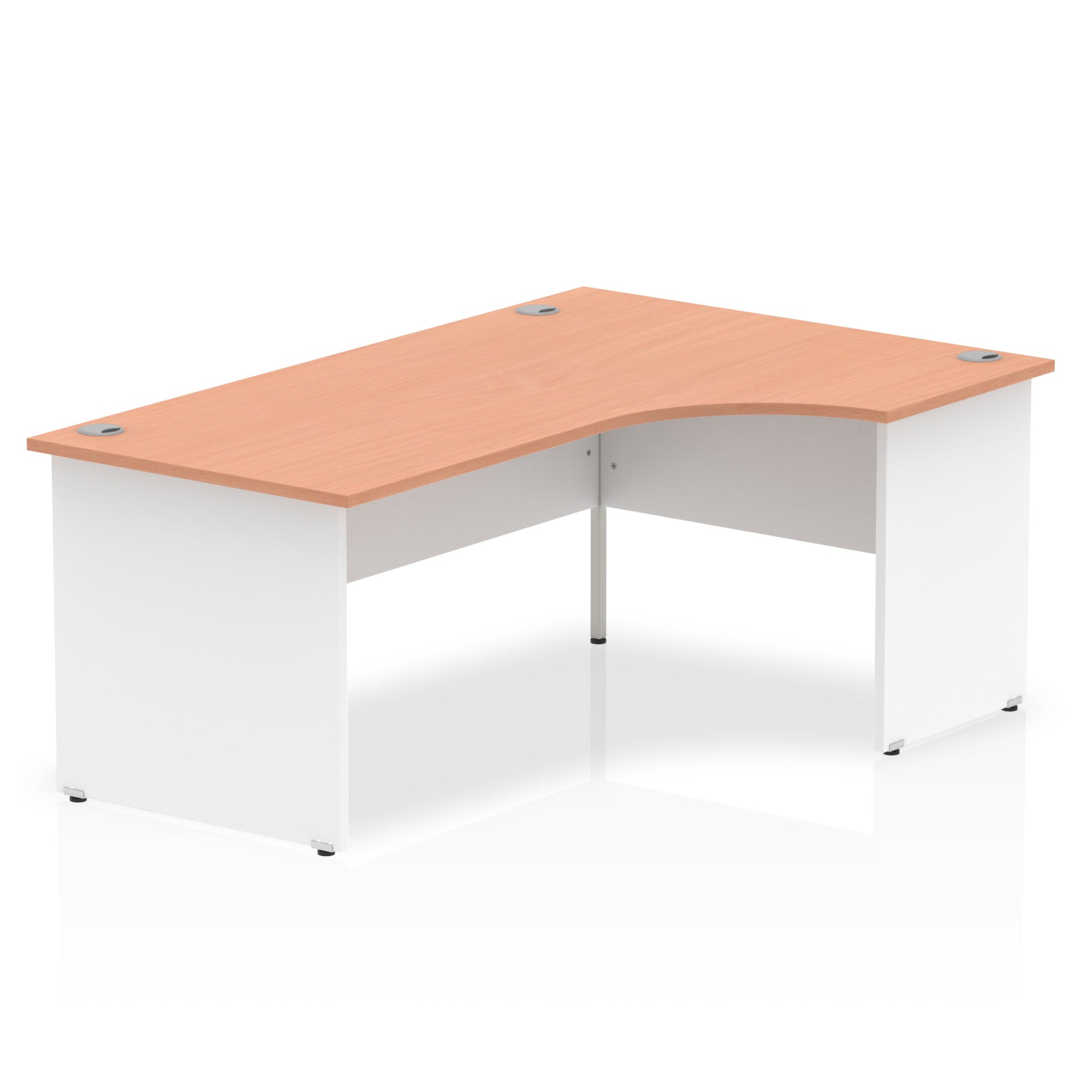 Dynamic Impulse 1800mm Right Crescent Desk Beech Top White Panel End Leg TT000045 - NWT FM SOLUTIONS - YOUR CATERING WHOLESALER