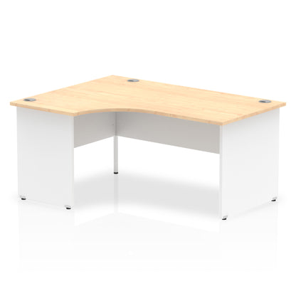 Dynamic Impulse 1600mm Left Crescent Desk Maple Top White Panel End Leg TT000113 - NWT FM SOLUTIONS - YOUR CATERING WHOLESALER