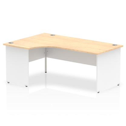 Dynamic Impulse 1800mm Left Crescent Desk Maple Top White Panel End Leg TT000114 - NWT FM SOLUTIONS - YOUR CATERING WHOLESALER