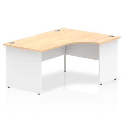 Dynamic Impulse 1600mm Right Crescent Desk Maple Top White Panel End Leg TT000115 - NWT FM SOLUTIONS - YOUR CATERING WHOLESALER