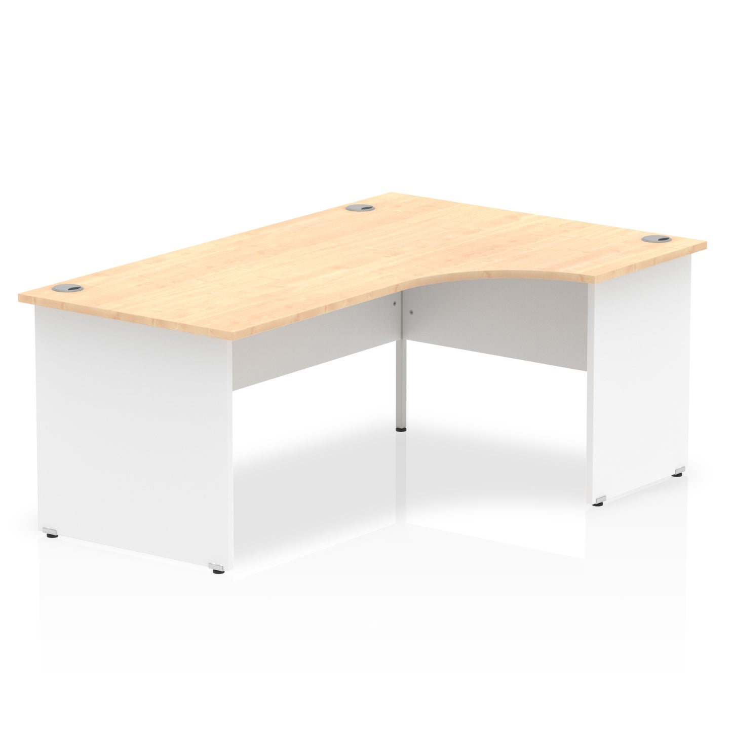 Dynamic Impulse 1800mm Right Crescent Desk Maple Top White Panel End Leg TT000116 - NWT FM SOLUTIONS - YOUR CATERING WHOLESALER