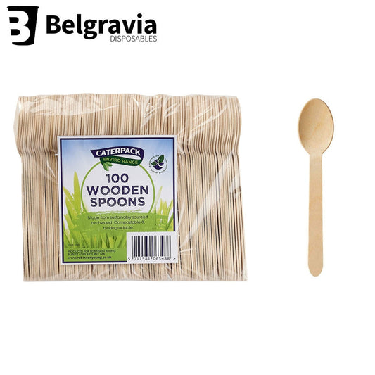 Belgravia CaterPack Wooden Spoons Pack 100's - NWT FM SOLUTIONS - YOUR CATERING WHOLESALER