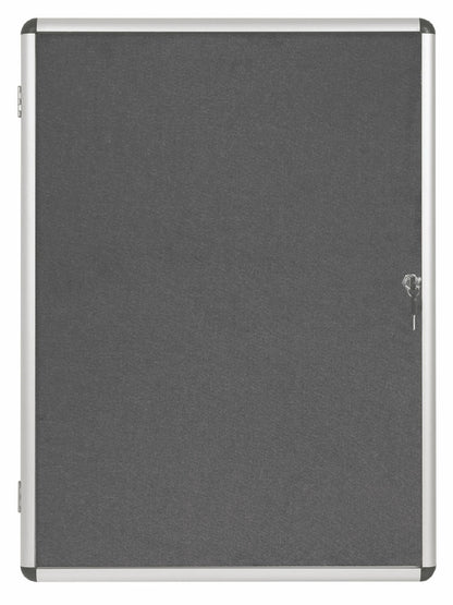 Bi-Office Enclore Grey Felt Lockable Noticeboard Display Case 9 x A4 720x981mm - VT630103150