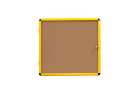 Bi-Office Ultrabrite Cork Noticeboard Display Case Lockable Yellow Aluminium Frame 9 x A4 - VT6301611511 - NWT FM SOLUTIONS - YOUR CATERING WHOLESALER