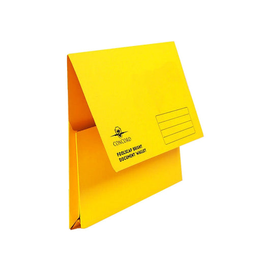 Brights Document Wallets Foolscap Half Flap Yellow 50's - NWT FM SOLUTIONS - YOUR CATERING WHOLESALER