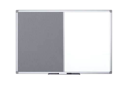 Bi-Office Maya Combination Board Grey Felt/Non Magnetic Whiteboard Aluminium Frame 900x600mm - XA0320170 - NWT FM SOLUTIONS - YOUR CATERING WHOLESALER