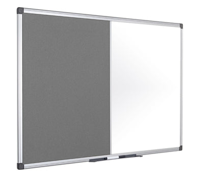 Bi-Office Maya Combination Board Grey Felt/Non Magnetic Whiteboard Aluminium Frame 900x600mm - XA0320170