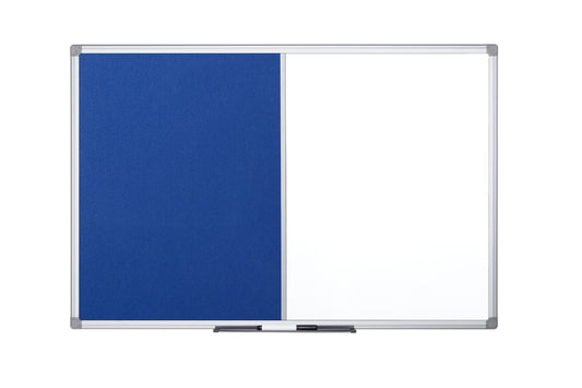 Bi-Office Maya Combination Board Blue Felt/Magnetic Whiteboard Aluminium Frame 900x600mm - XA0322170 - NWT FM SOLUTIONS - YOUR CATERING WHOLESALER