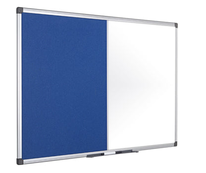Bi-Office Maya Combination Board Blue Felt/Magnetic Whiteboard Aluminium Frame 900x600mm - XA0322170